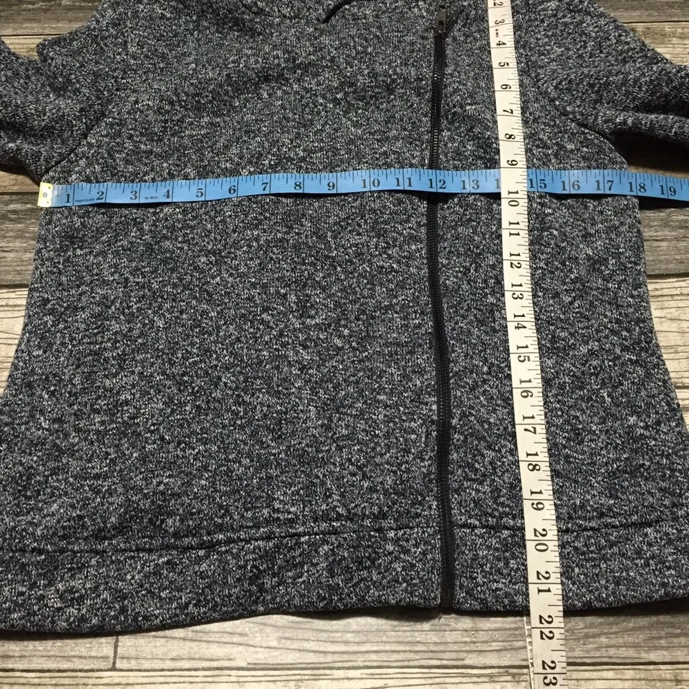 Banana Republic Fleece Jacket Women’s M Heather Navy Blue Asymmetrical Zip. - Picture 2 of 9